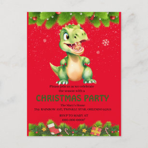 Tjuny Dinosaur äter kakor från bröd Jul Vykort