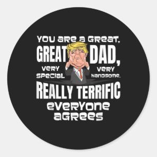 Tjuny Donald Trump-gåvor till Pappa jul Far Runt Klistermärke