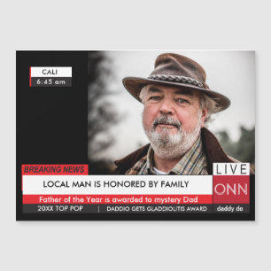 Tjuny Far dag 🎉 Fake TV News Magnetic Card