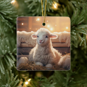 Tjuny fårjulmas, Gift for farm älskare Julgransprydnad Keramik