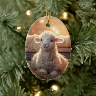 Tjuny fårjulmas, Gift for farm älskare Julgransprydnad Keramik