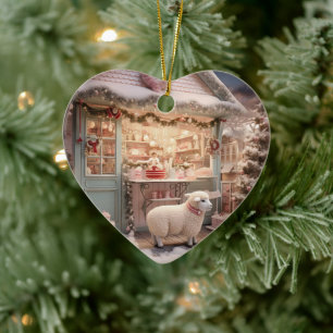 Tjuny fårjulmas, Gift for farm älskare Julgransprydnad Keramik