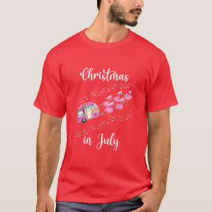 Tjuny Flamingo Rosa Retro Camping-bil jul in i T Shirt