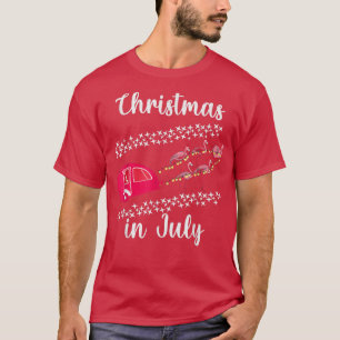Tjuny Flamingo Rosa Retro Camping Car God jul i fl T Shirt