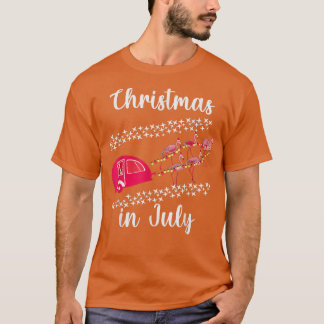Tjuny Flamingo Rosa Retro Camping Car God jul i fl T Shirt