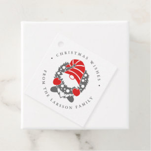 Tjuny Gnome med Garland Festive jul Gåvor Etiketter