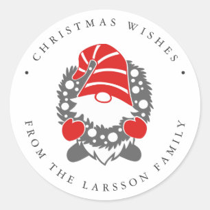 Tjuny Gnome med Garland Festive jul Runt Klistermärke