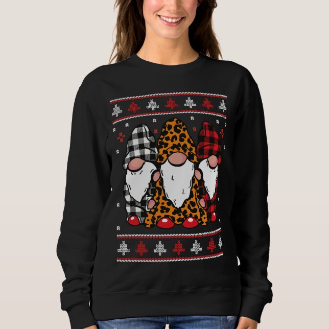 Tjuny Gnomes jul Cute Gnomes i Ugly Sweater T Shirt (Framsida)
