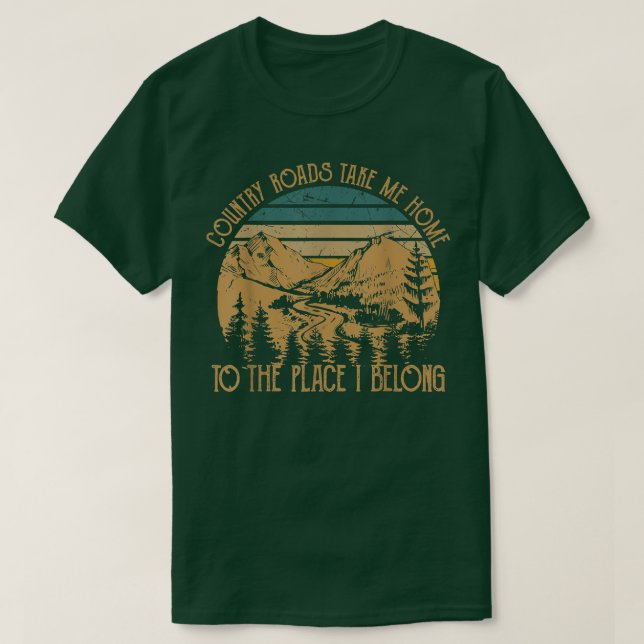 Tjuny Guitars Arts Land Roads tar mig hem citot T Shirt (Design framsida)