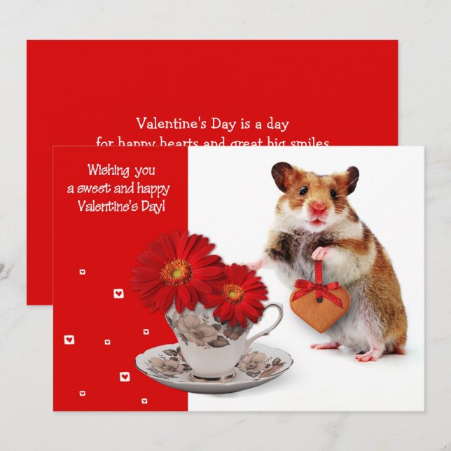 Tjuny Hamster Valentines hälsningskort på Alla hjä Julkort (Fram/baksida)