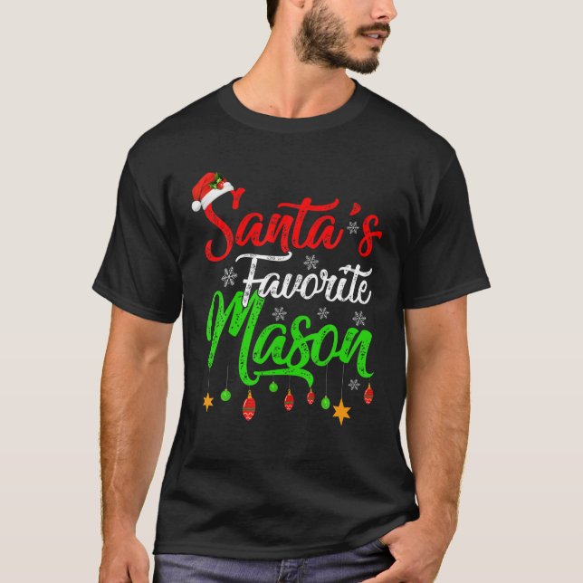 Tjuny Julafton Santa's Favorite Mason-jul T Shirt (Framsida)