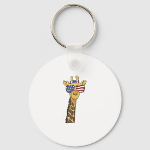 Tjuny juli 4:e Flagga Patriotic Giraffe Nyckelring
