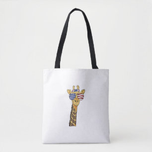 Tjuny juli 4:e Flagga Patriotic Giraffe Tygkasse