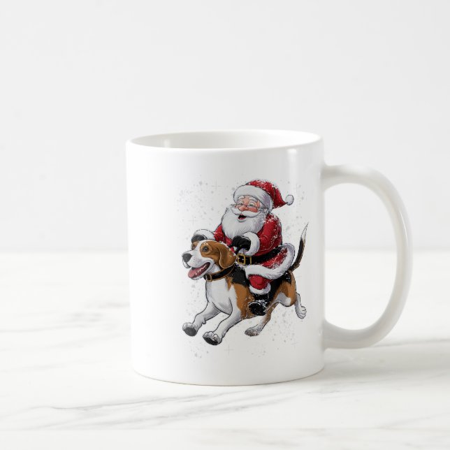 Tjuny Jultomten Riding Beagle Hund Jul för julen Kaffemugg (Höger)