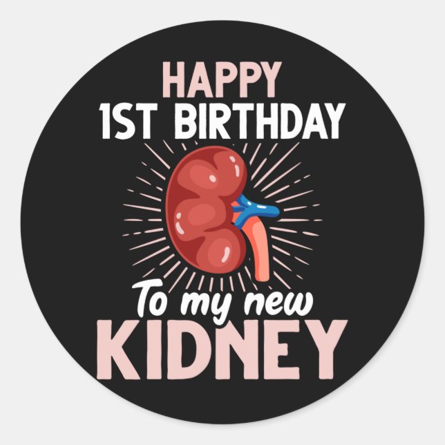 Tjuny Kidney Transplant-årsdag Runt Klistermärke (Framsida)