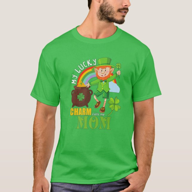 Tjuny Mamma Paddy Day St Patricks Lucky Charm Call T Shirt (Framsida)