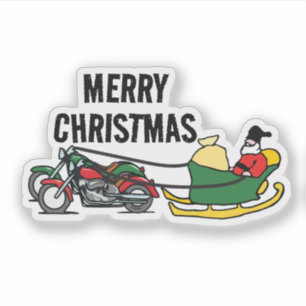 Tjuny Motorcyklar Pulling Santa Sleigh Jul Klistermärken