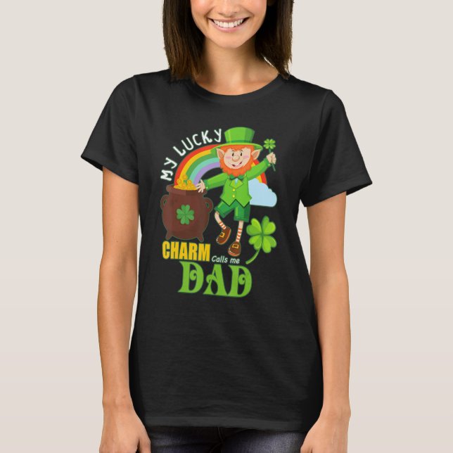 Tjuny Pappa Paddy Day St Patricks Lucky Charm Call T Shirt (Framsida)