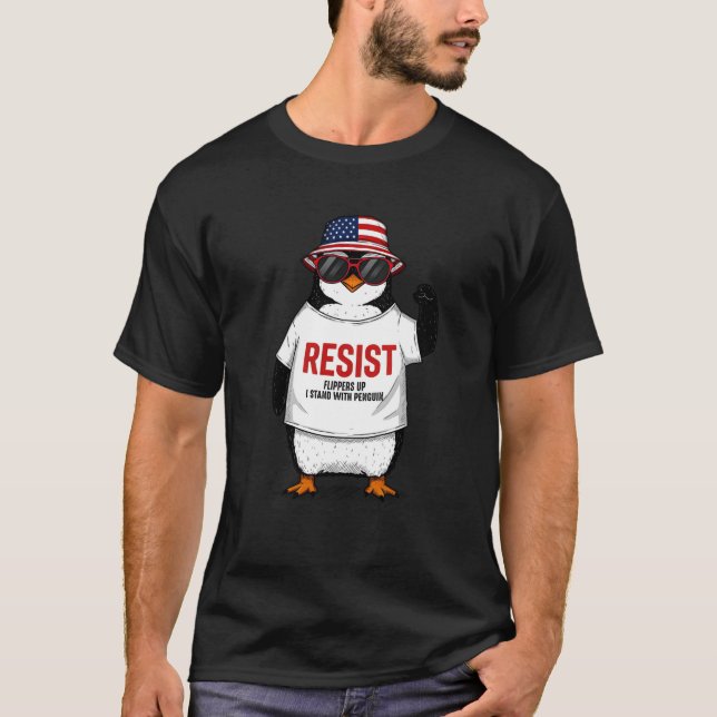 Tjuny Penguin ResistFlippers protesterar mot T T Shirt (Framsida)