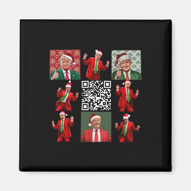 Tjuny Qr Ordförande Trump jul Dancing Dance M Magnet (Framsidan)