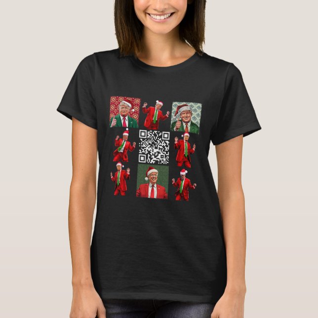 Tjuny Qr Ordförande Trump jul Dancing Dance M T Shirt (Framsida)
