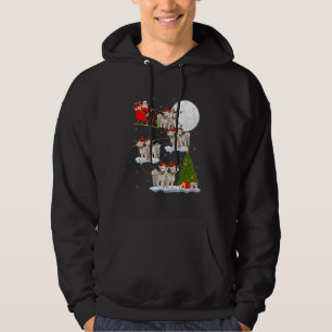 Tjuny Santa Riding Bichon Frise Måne jul Lig Hoodie