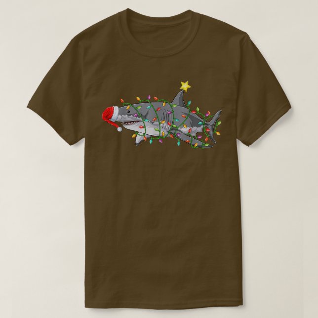 Tjuny Santa Sharkmas Julafton Costume Shark jul T Shirt (Design framsida)