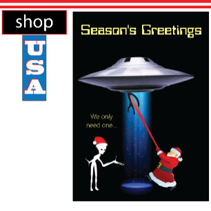 Tjuny Santa UFO-jul Julkort