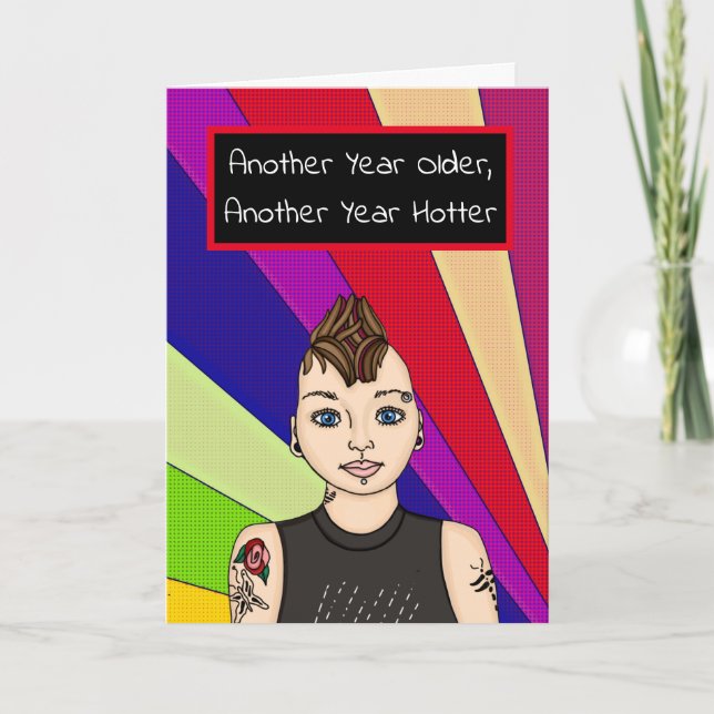 Tjuny Sarcastic Pop Art Birthday Kort (Framsida)