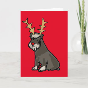 Tjuny Schnauzer med Reindeer Antlers jul Helgkort
