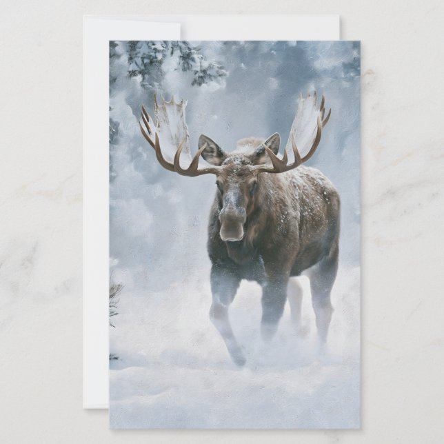 Tjur Älg Går Genom Boreal Snö Brevpapper (Framsida)