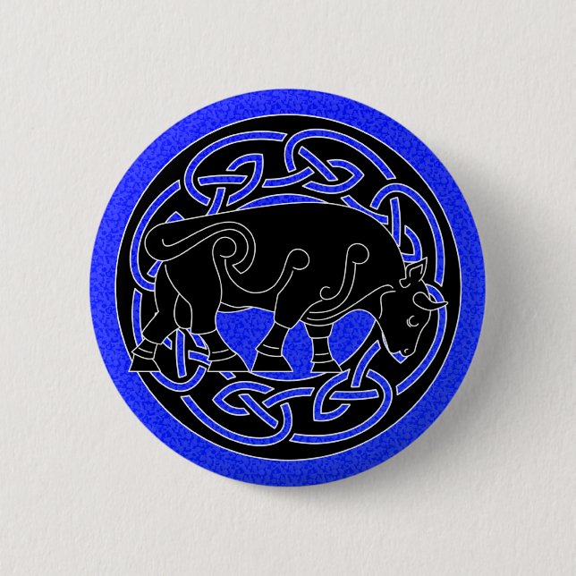 Tjur av välstånd - Celtic Knotwork knäppas Knapp (Framsida)