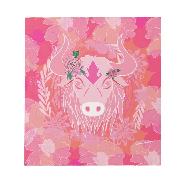 tjur,blomma, blått, mandala,zen,chakra anteckningsblock (Framsida)