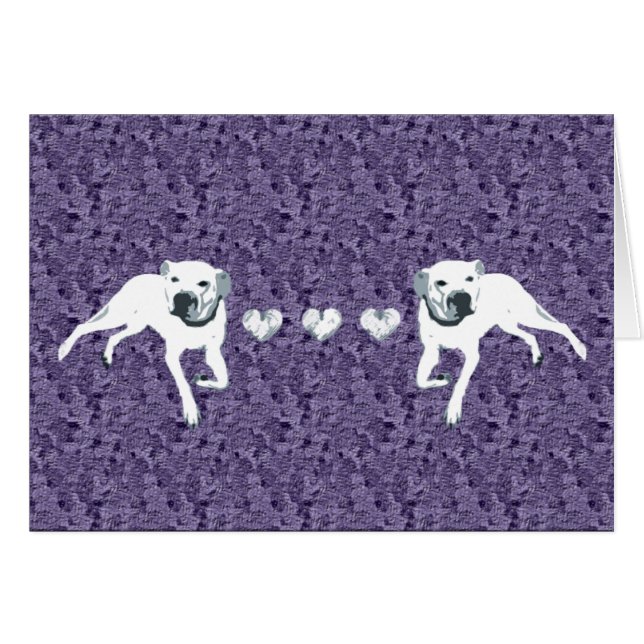 Tjur för vitamerikangrop med hjärtor/lilor hälsningskort (Framsidan Horizontal)