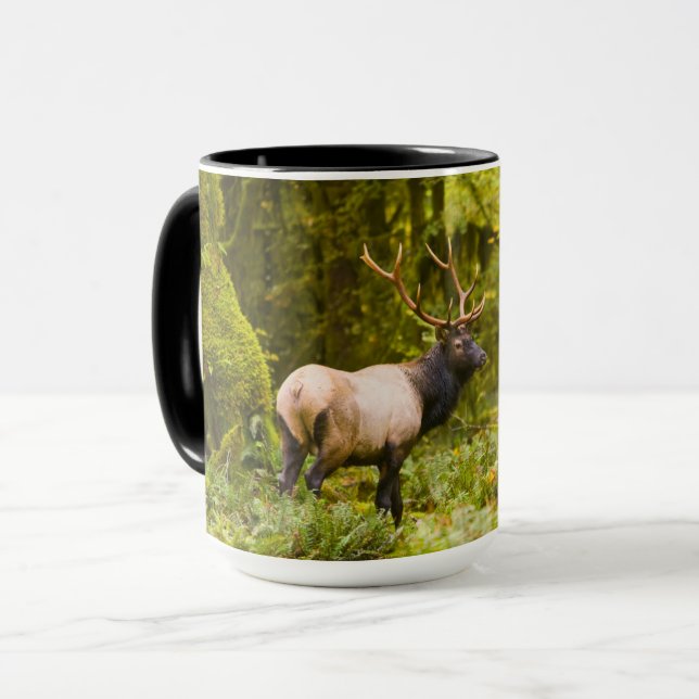 Tjur Roosevelt Elk Står I Äng Mugg (Framsida vänster)