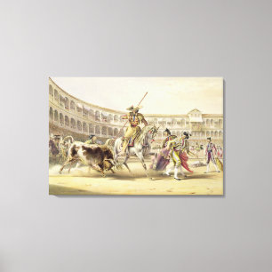 Tjur som laddar en Picador, 1865 (färglithoen) Canvastryck