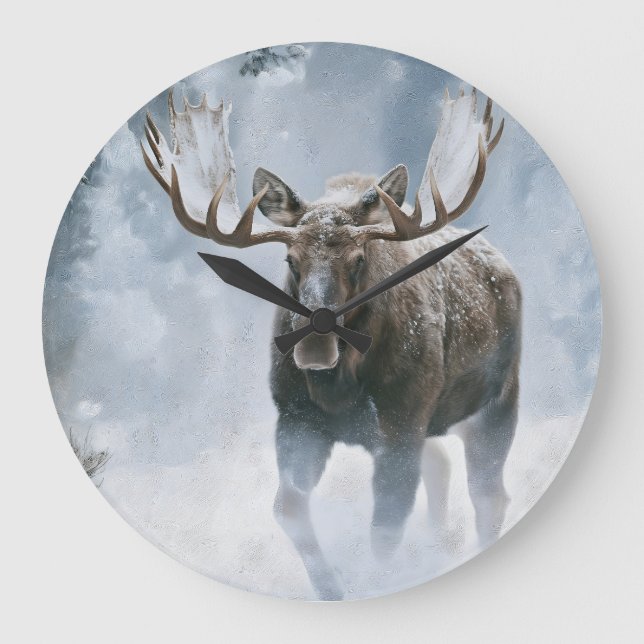 Tjurälg som går genom boreal snö stor klocka (Framsida)