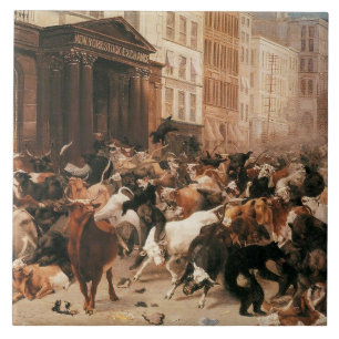 Tjurar och päron på Lagrar-marknaden (W.H. Beard) Kakelplatta