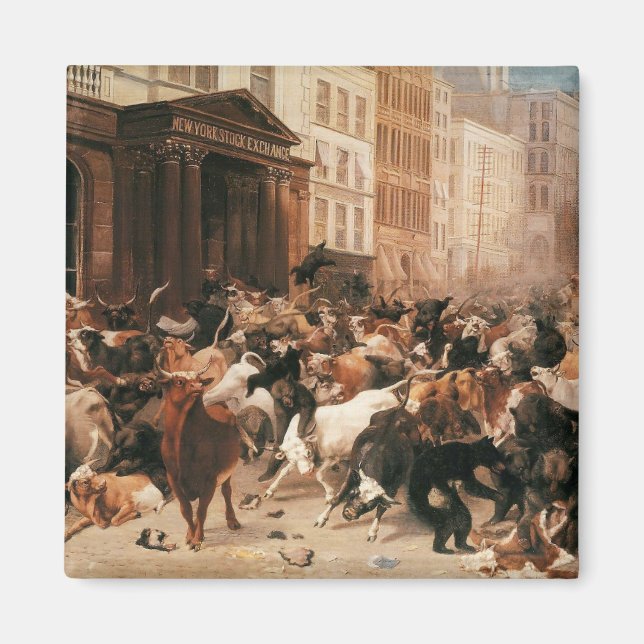 Tjurar och päron på Lagrar-marknaden (W.H. Beard) Magnet (Framsidan)