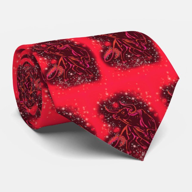 Tjurar som går på Starry Nigh Red Neck Tie Slips (Rullad)