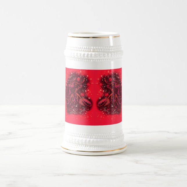 Tjurar som går vid Red Starry Natt Beer Stein Sejdel (Center)