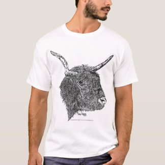 Tjuren med Horns skrivar och bläckteckningen Tee Shirt