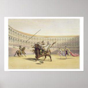 Tjuren som kastar picadoren och hästen, 1865 poster
