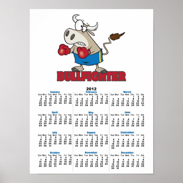 Tjurfäktare, lustig boxertjur tecknade figurer poster (Framsidan)