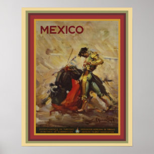 Tjurfäktning i Mexiko Poster 16 x 20 i vintagen 19