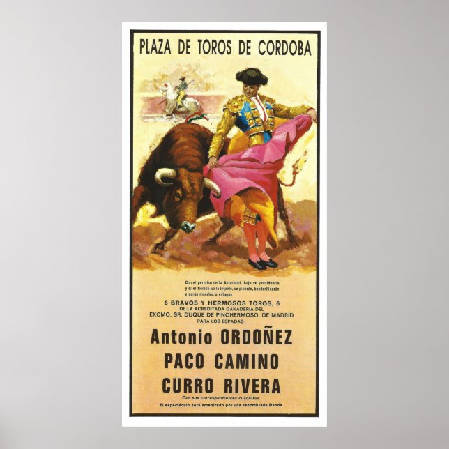 Tjurfäktning, Plaza del Toros, Cordoba, Spanien Poster (Framsidan)