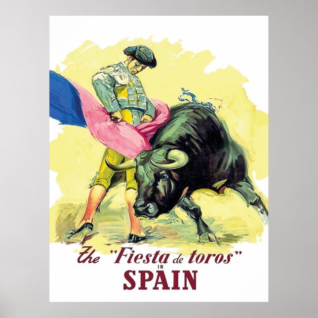 Tjurfightning med matador, tjurfäktningsfest, Span Poster (Framsidan)