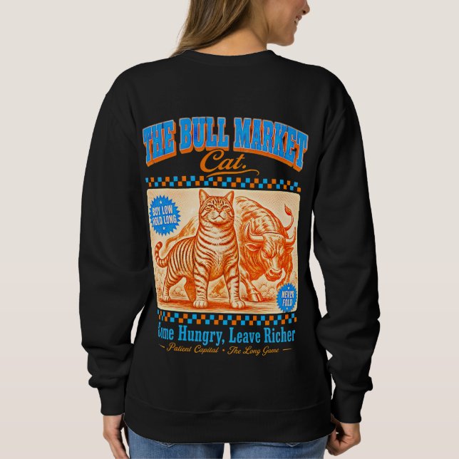 Tjurmarknad Katt Kvinnlig Trader  T Shirt (Baksida)