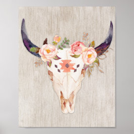 Tjurskalle, tjurskalle av blommigt. poster