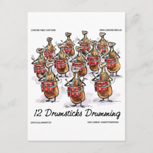 Tjusig jul 12 Drumsticks Drumming Gifts & Tee Helg Vykort